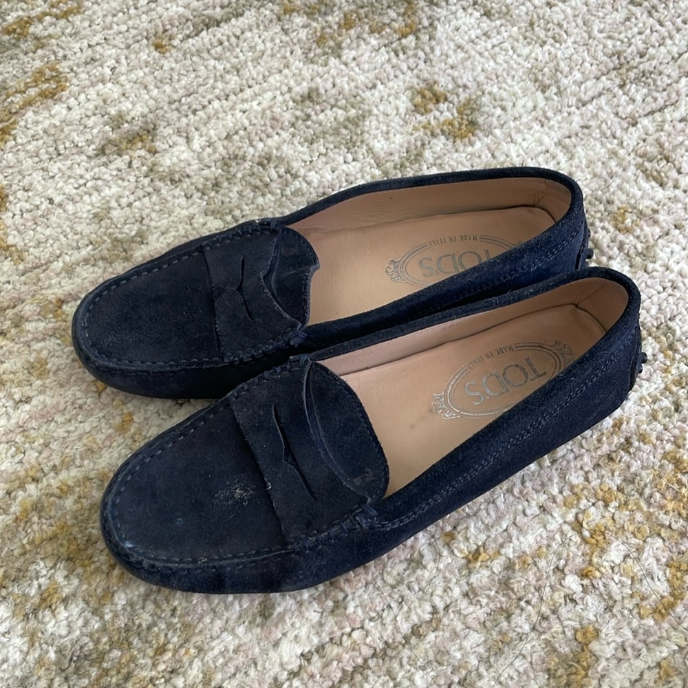 Tods dark blue loafers